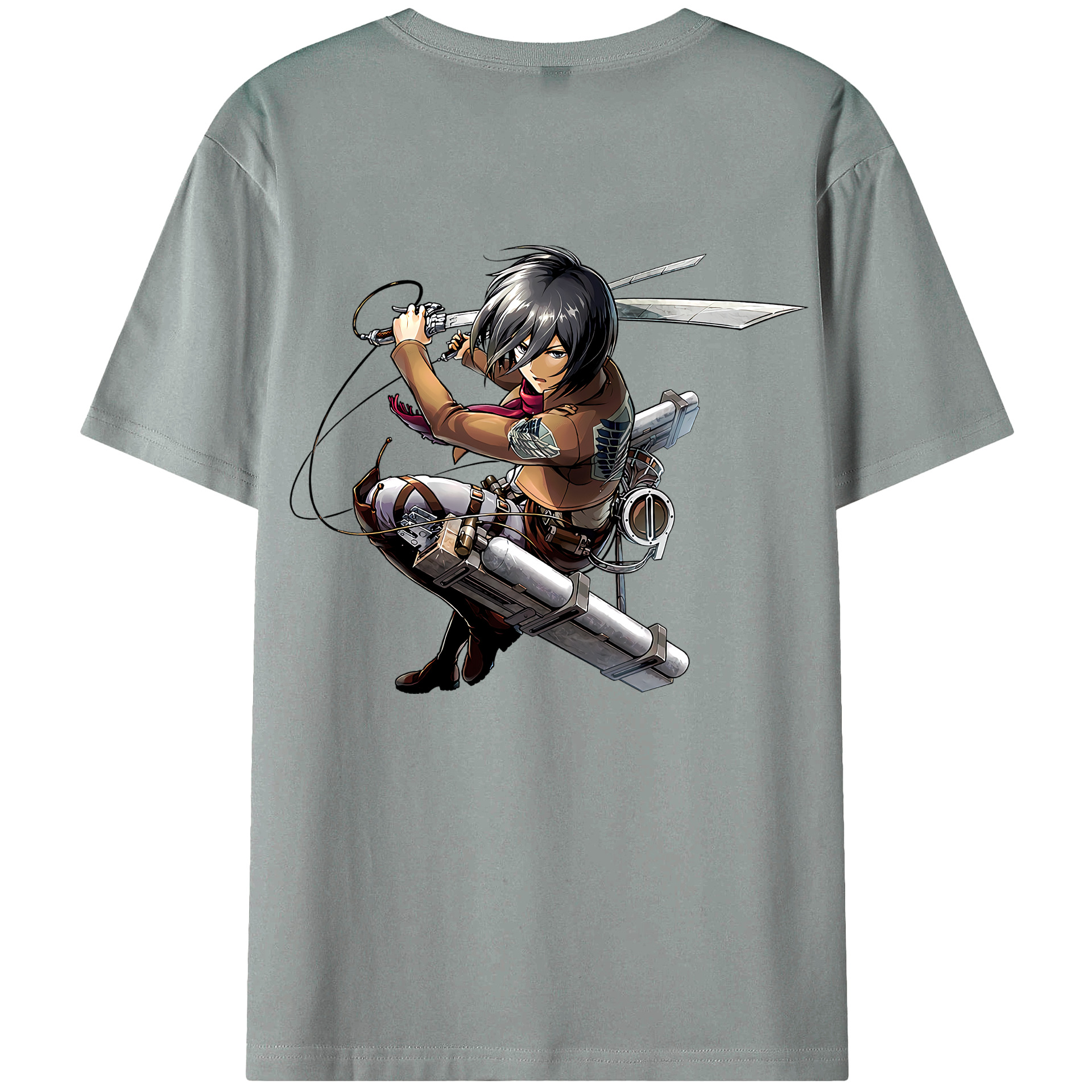 （画像用） 進撃の巨人 ミカサ·アッカーマン Attack on Titan Mikasa Ackerman 綿100％ メンズ半袖Tシャツ（バックプリント） 通気性